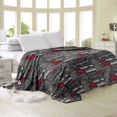 Флісовий плед "Написи на чорному тлі" 220х240 см.