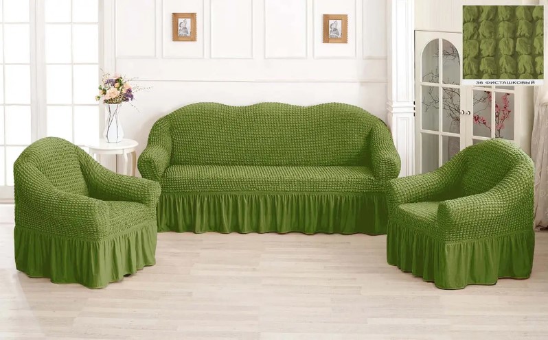 Чохол на диван + 2 крісла "Світло-зелений"