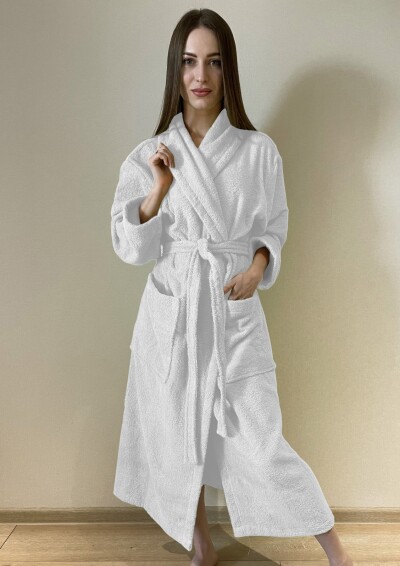Халат махровий - М, довжина 120 см. "Білий"