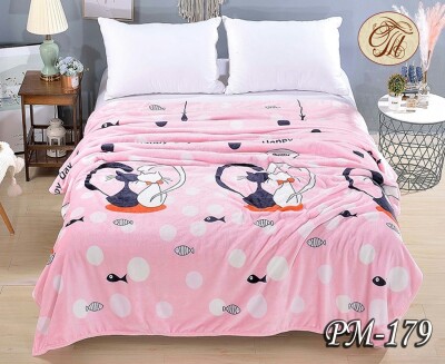 Флісовий плед "Парочка котів на рожевому фоні" 220х240 см.