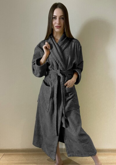 Халат махровий - М, довжина 120 см. "Графіт"