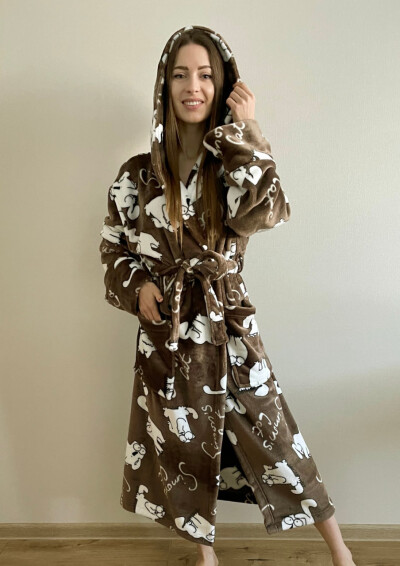 Халат флісовий з капюшоном XL, довжина 125 см. "Саймон"