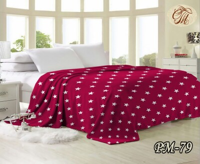 Флісовий плед "Зірки на червоному фоні" 160х210 см.