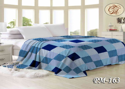 Флісовий плед "PM-163 Клітина Блакитна" 200х220 см.