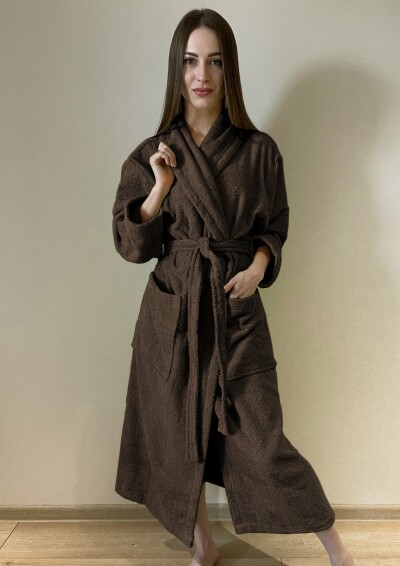 Халат махровий - М, довжина 120 см. "Коричневий"