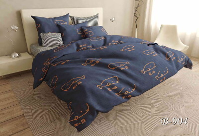 Постільна білизна двоспальна "Кити" B-904