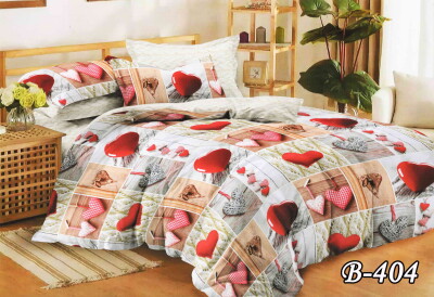 Постільна білизна двоспальна "Серця" B-404