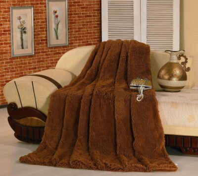 Покривало Colorful Home з довгим ворсом "Травичка" (Шоколад) 220х240 см.