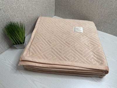 Покривало велюрове "BOZHONG" (Персиковий) 220х240 см.