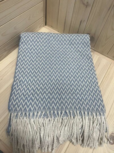 Плед бавовняний Vladi 140х200см. "Валенсія" Біло-блакитний