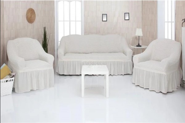 Чохол на диван + 2 крісла "Білий"