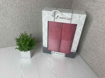 Набір махрових рушників 2 шт "FREECOTON Хвиля" (коралові)