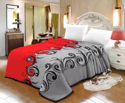 Плед із мікрофібри "TRUE LOVE" 200х220 см. "Вензель червоно-сірий"