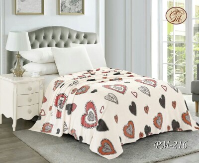 Флісовий плед "Сердечки пэчворк" 200х220 см.