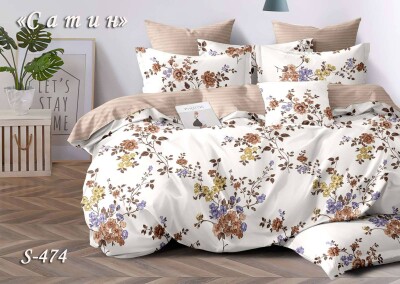 Постільна білизна (сатин) двоспальна "Квіткова гілка" S-474