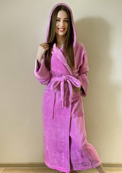 Халат флісовий - М, довжина 120 см. "Малиновий"