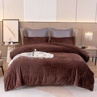 Покривало Colorful Home велюр + 2 наволочки 50х70см. "Коричневий"