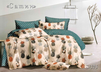 Постільна білизна (сатин) сімейна "Ананас" S-375