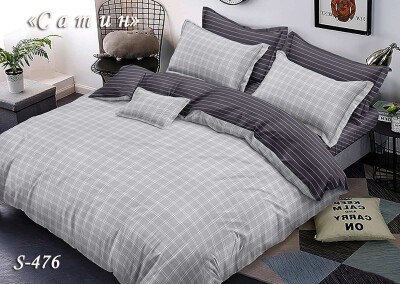 Постільна білизна (сатин) двоспальна "Мазайка сіра" S-476