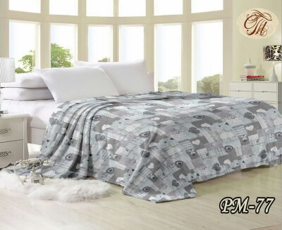 Флісовий плед "Сердечки на сірому фоні" 200х220 см.