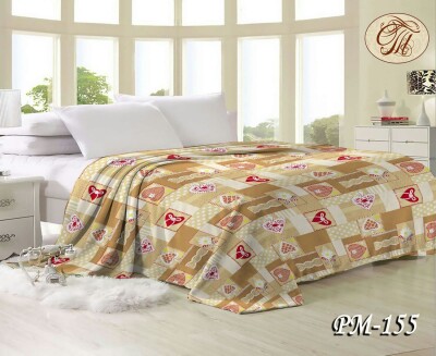 Флісовий плед "Сердечки на бежевому" 200х220 см.