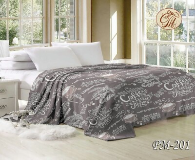 Флісовий плед "Кава на сірому фоні" 160х210 см.