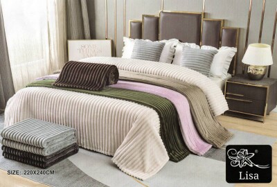 Покривало HOME TEXTILES Смуга 220х240см. Молочний