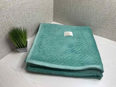 Покривало велюрове "BOZHONG" (Бірюза) 220х240 см.