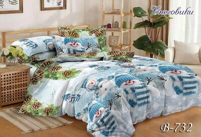 Постільна білизна полуторна "Сніговики" В-732