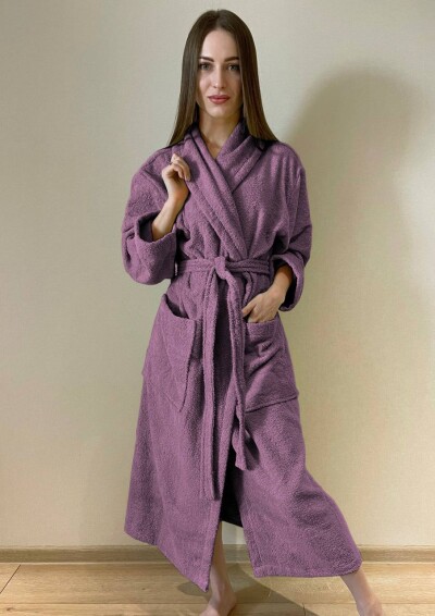 Халат махровий - М, довжина 120 см. "Бузковий"