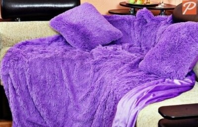 Покривало Colorful Home з довгим ворсом "Травичка" (Бузковий) 220х240 см.